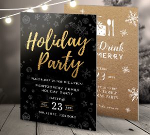 Holiday postcard invitations